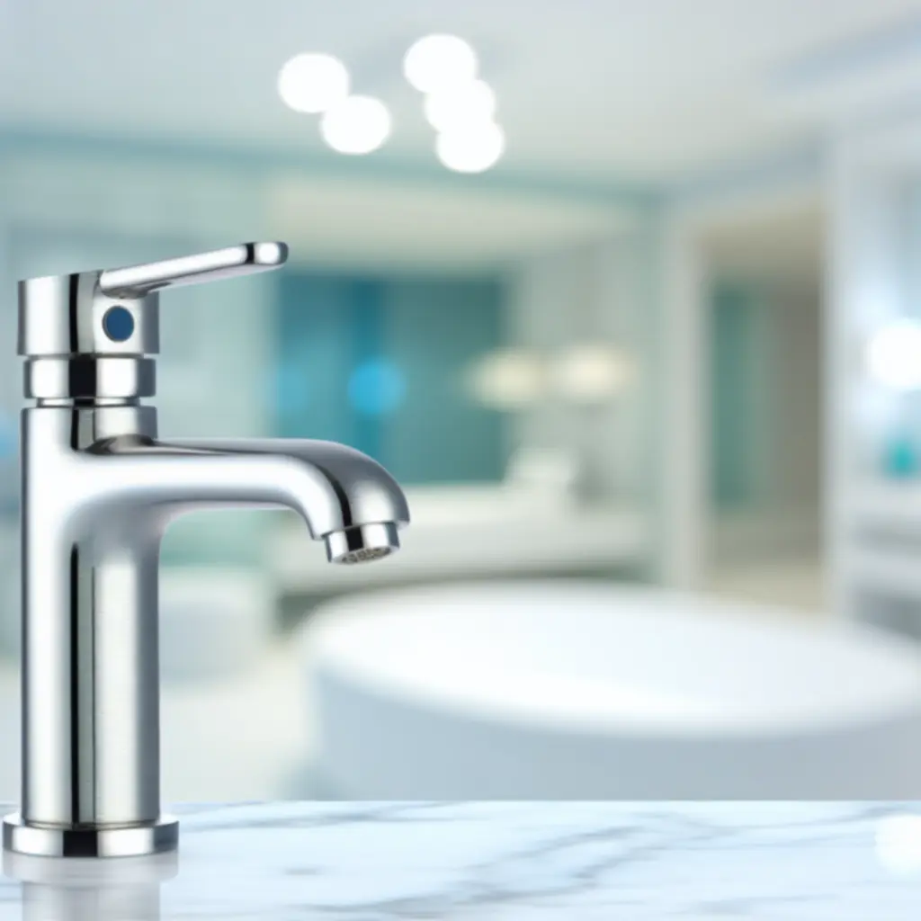 Modern króm fürdőszobai csaptelep közeli kép